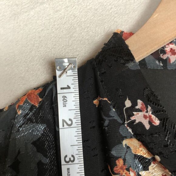 BISHOP + YOUNG Maxi Dress Sz M Floral Chiffon Smocked Waist Cuffs Lined Tie Neck - Picture 7 of 16